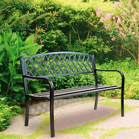Park Benches Cast Iron Outdoor Bench Metal Garden Benches for Outdoors Patio, Black. . Walmart bench